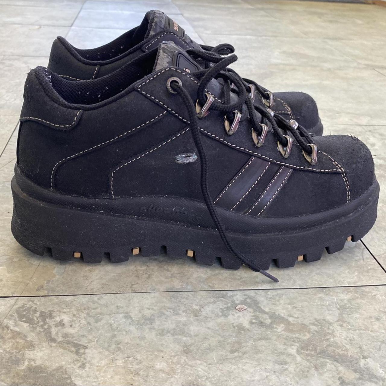 Black y2k chunky Skechers platform shoes in used... - Depop