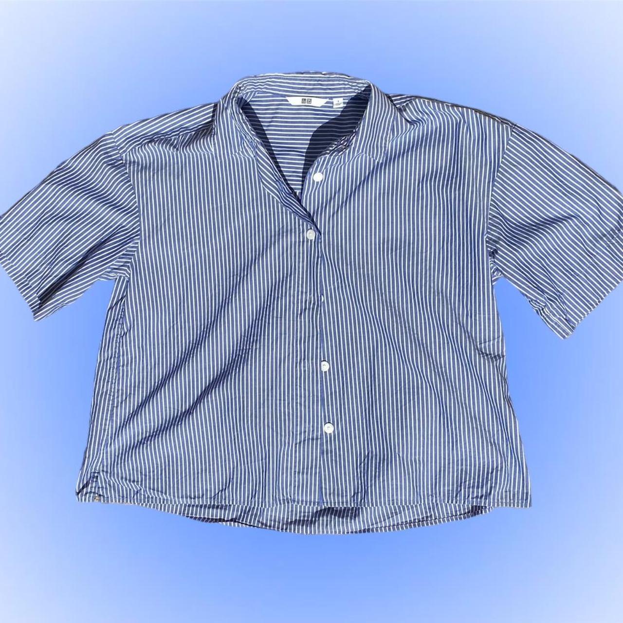 Uniqlo blue and white striped button up 💙 💙 super... Depop