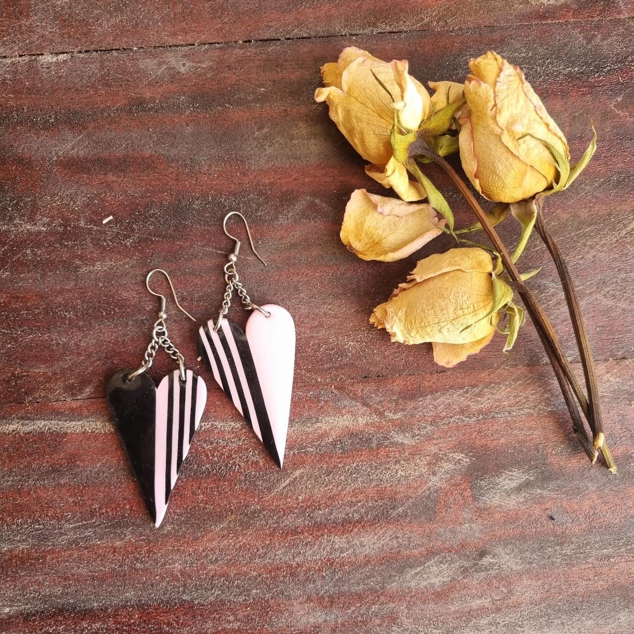 Yellow Leather Strip Earrings