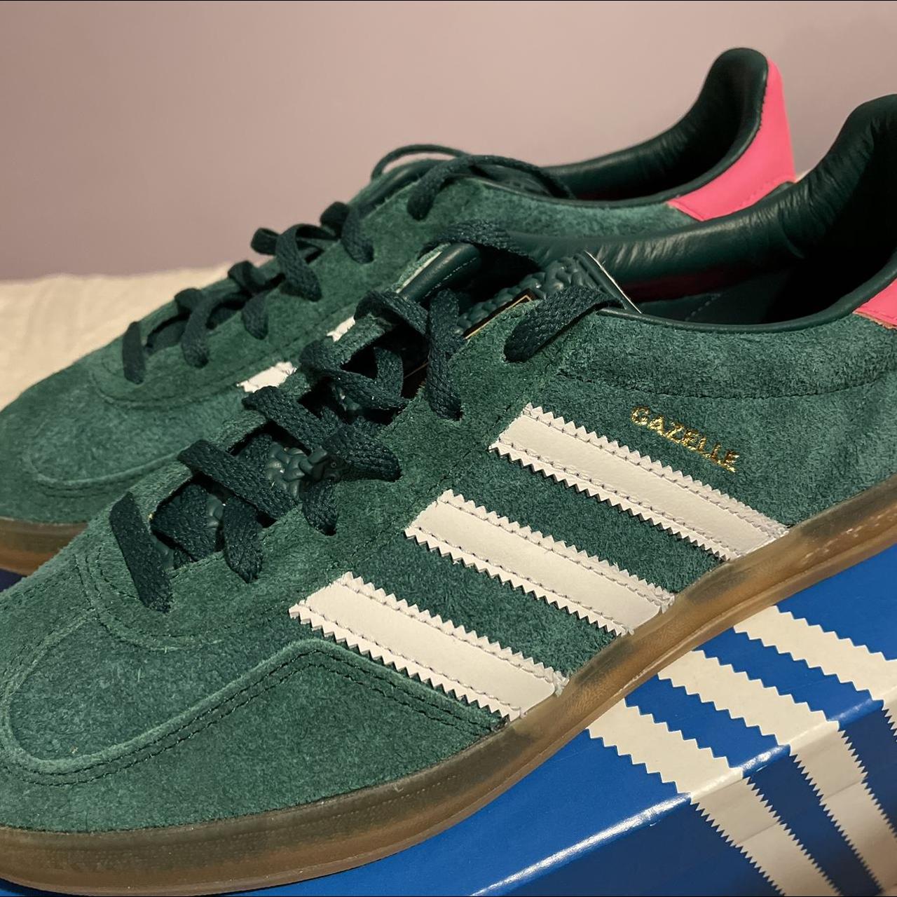 Adidas Originals Indoor Gazelles, Green Pink, Suede - Depop