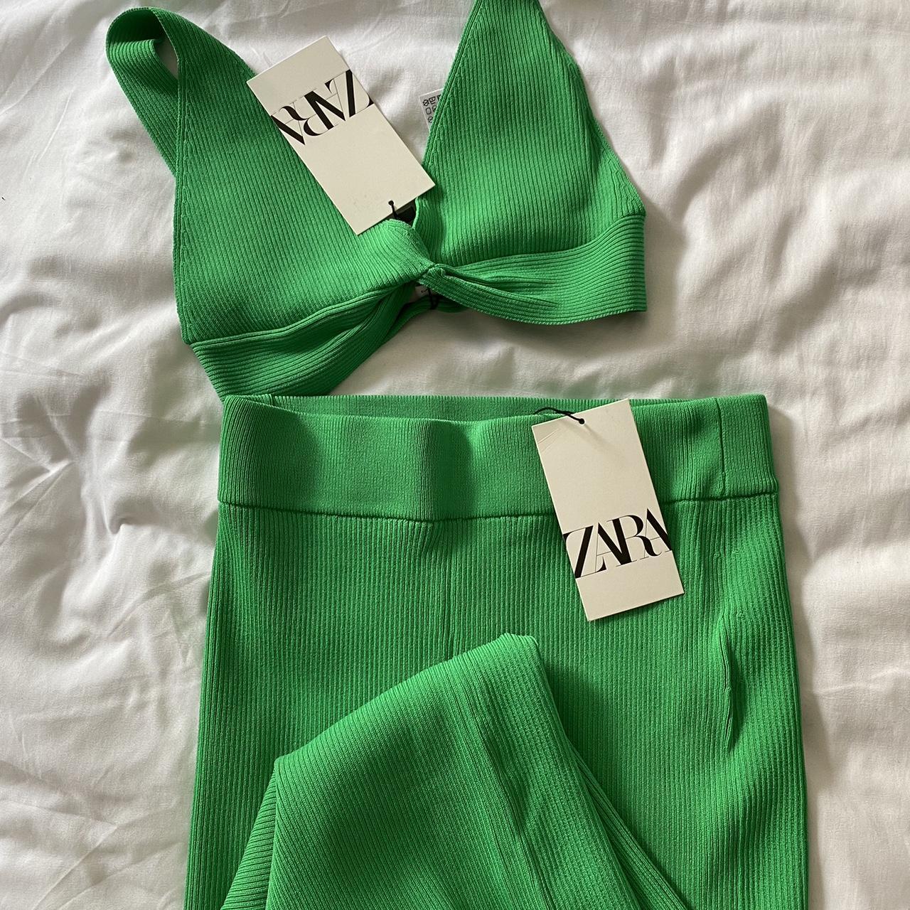 Zara Green Skirt & Top Set Size Small in both Brand... Depop