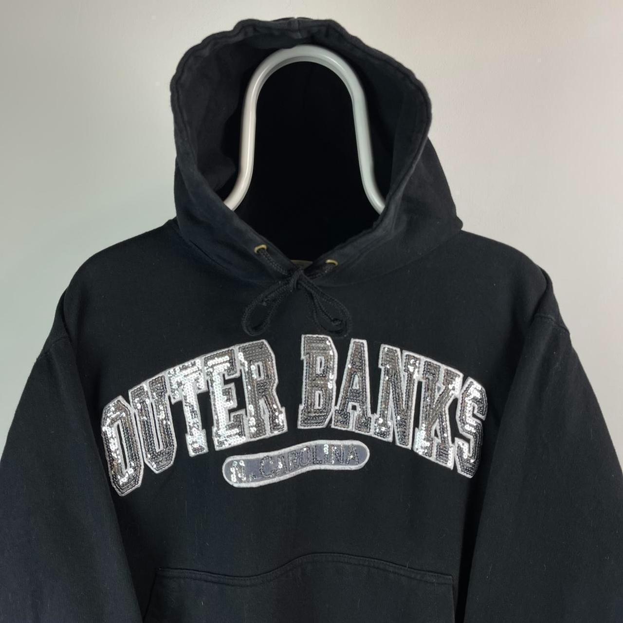 American Vintage Women's Black and Silver Hoodie | Depop