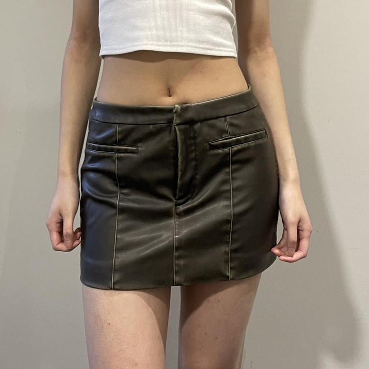 Green Tan Leather Skirt Zara Zara Skirts Zara Faux Leather Midi