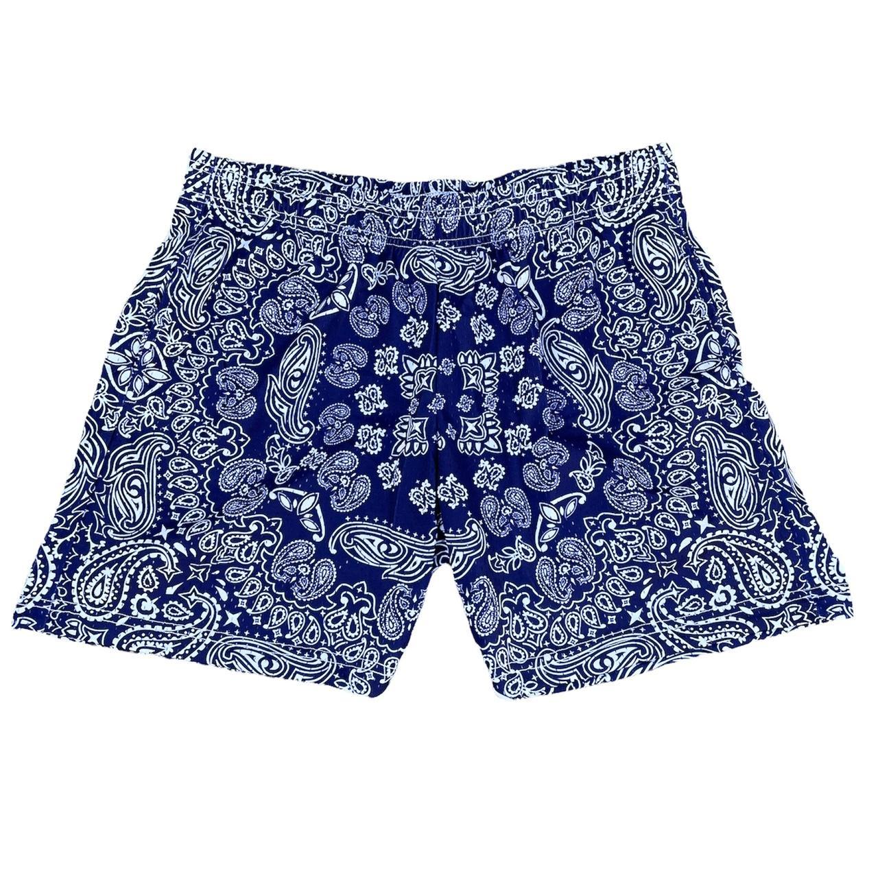 AZVA Navy Paisley mesh shorts Sizes XS-2XL... - Depop