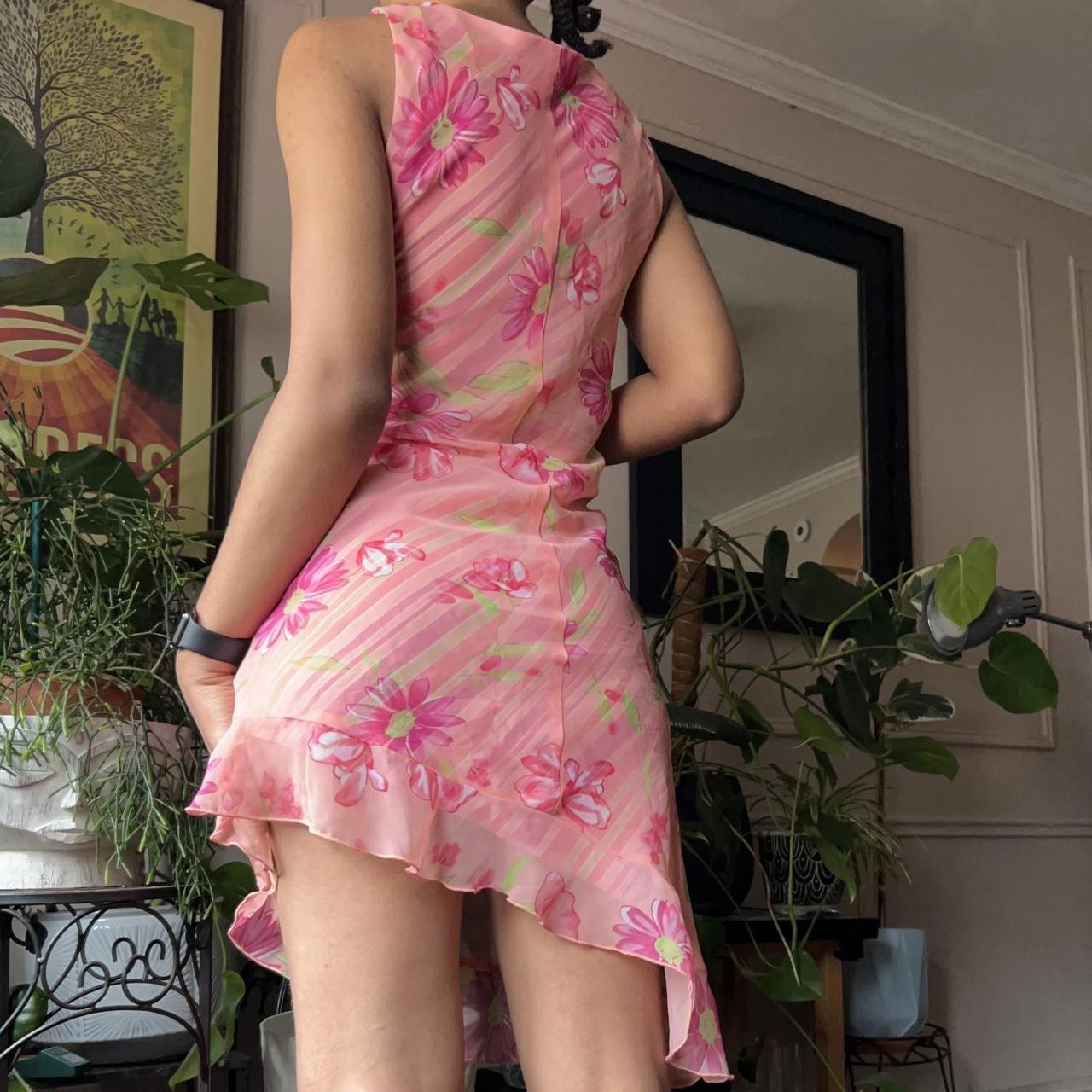 Floral & striped asymmetrical dress by My Michelle.... Depop