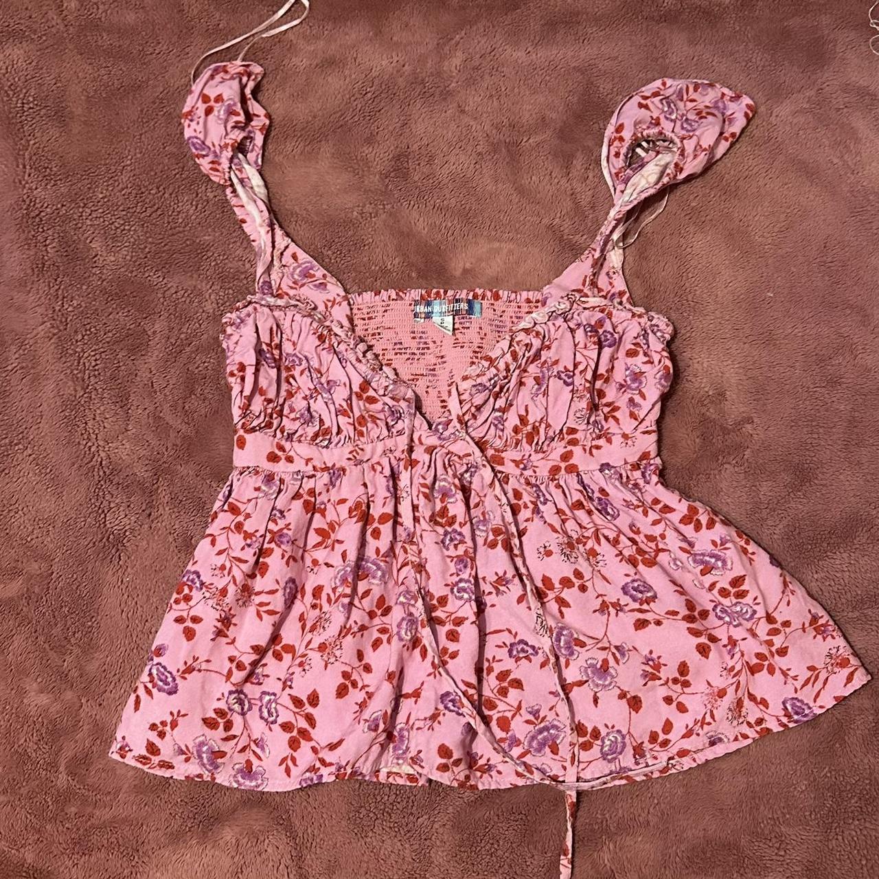 Pink floral crop top from urban outfitters. Never worn. Depop
