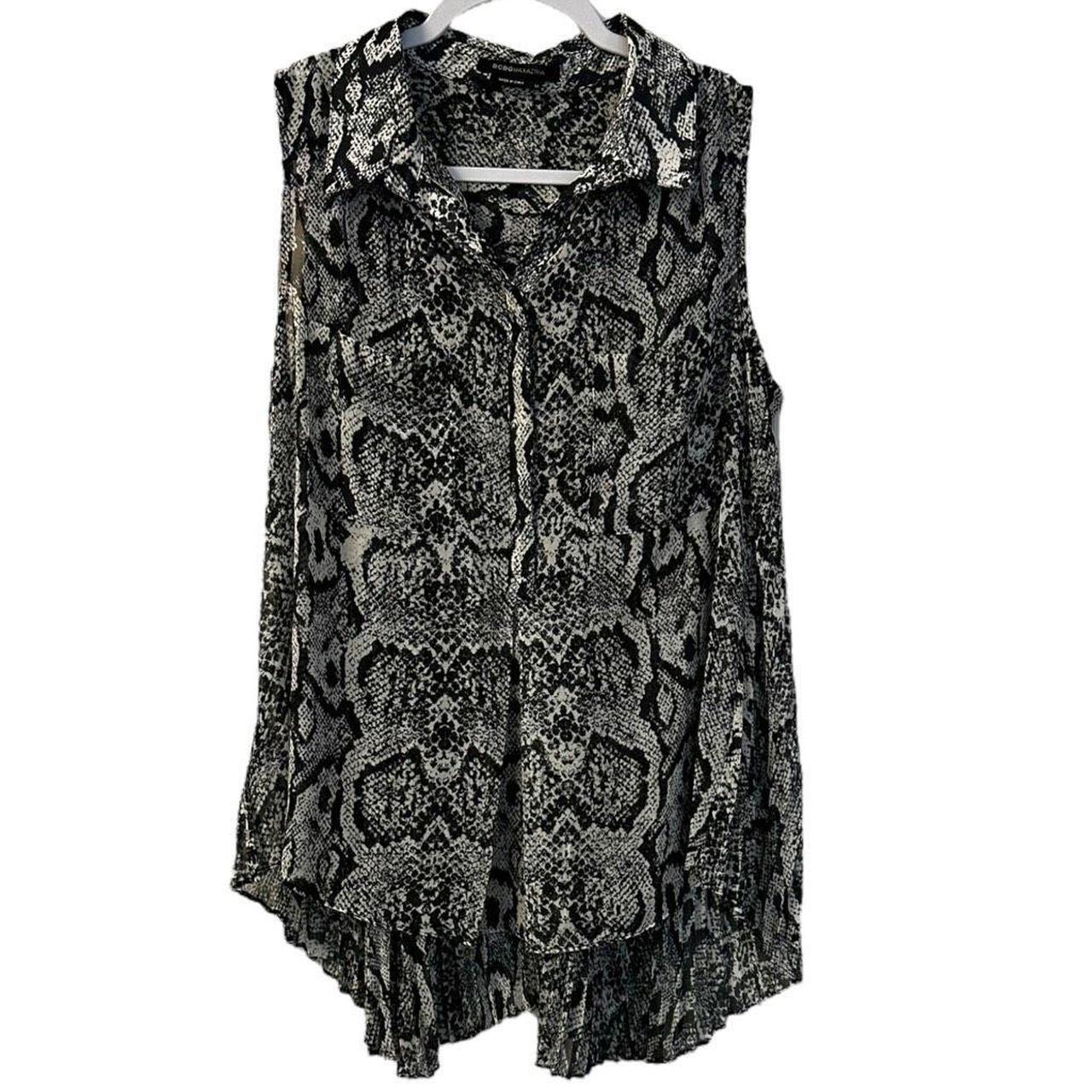 BCBGMAXAZRIA Snake Print Black White Sleeveless Depop