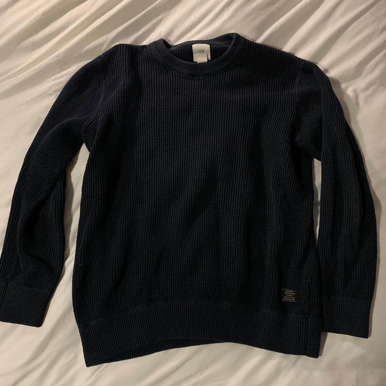Navy waffle knit sweater - Depop