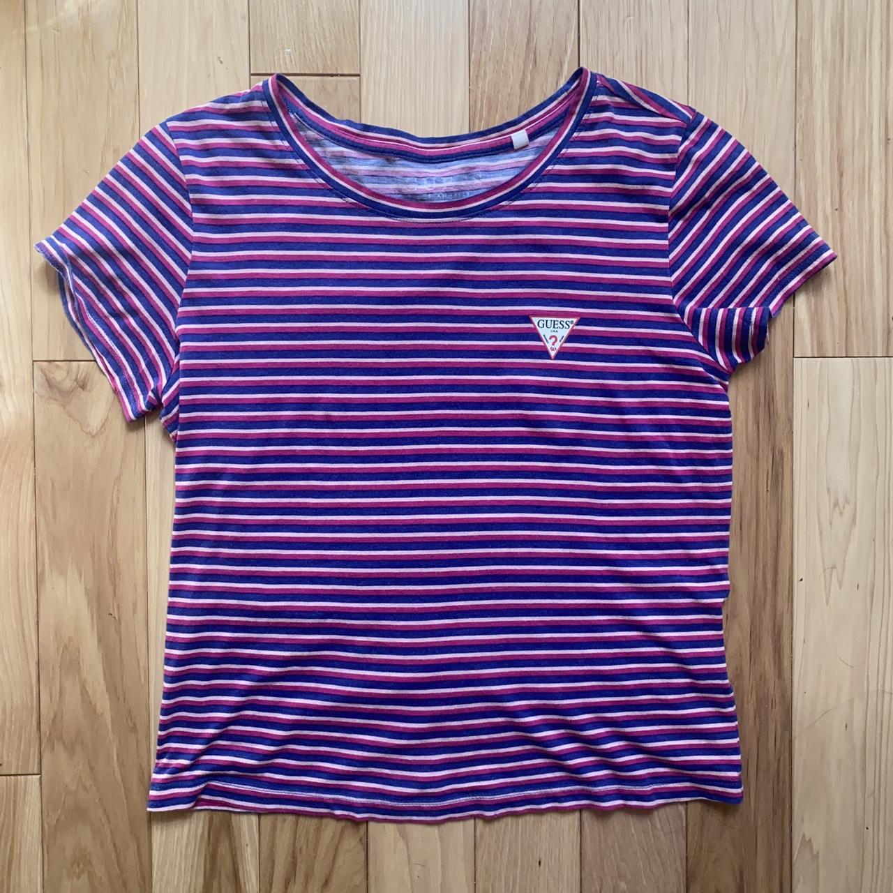 guess st james striped tee purple
