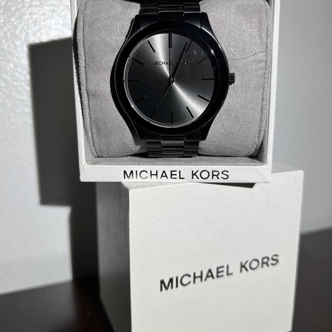 Michael Kors Men's Black and Silver Watch | Depop