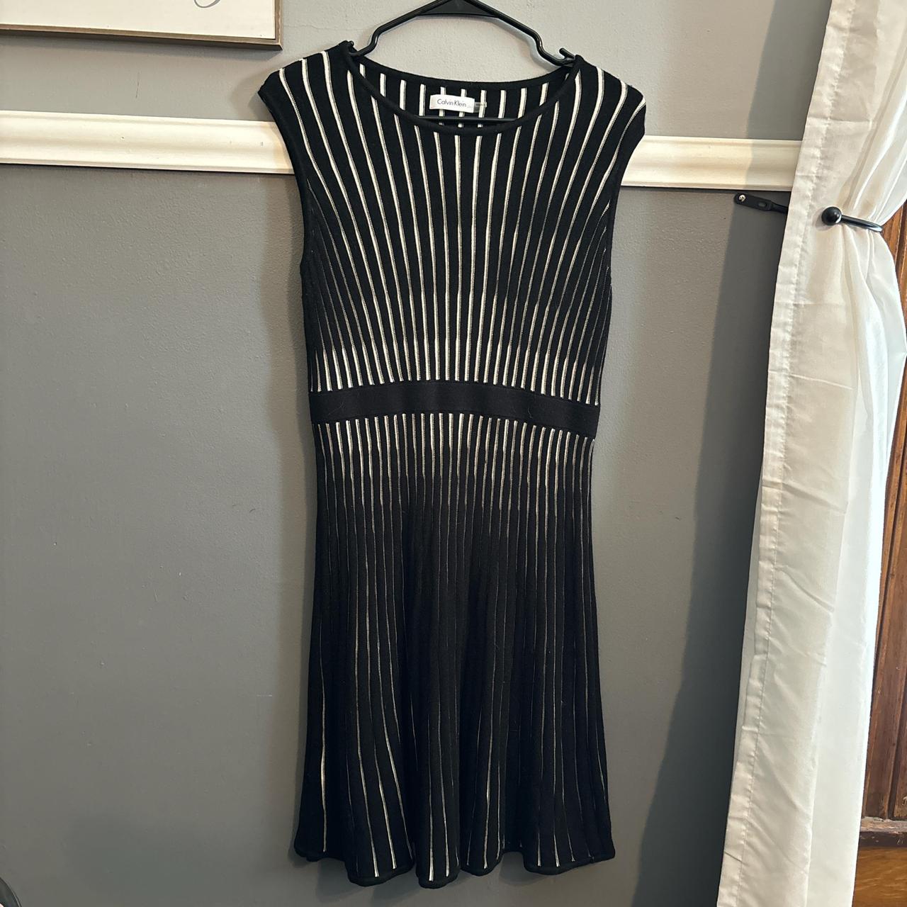 Lovely Calvin Klein black and white striped dress in. Depop