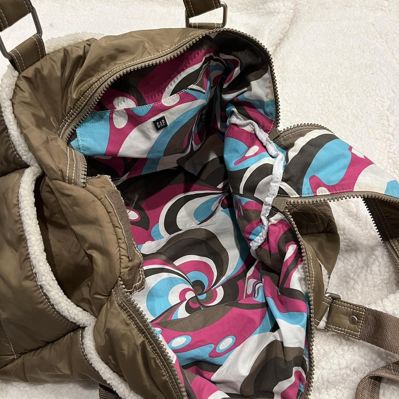 y2k gap duffle bag. Army green with faux fur... Depop