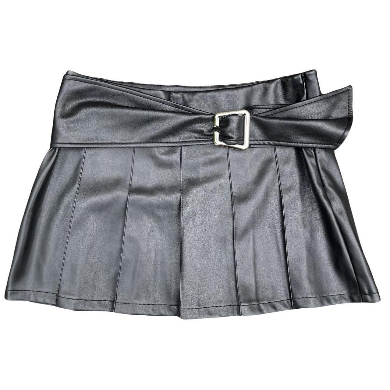 I Am Gia Desmina Pleated Faux Leather Mini Skirt | Depop