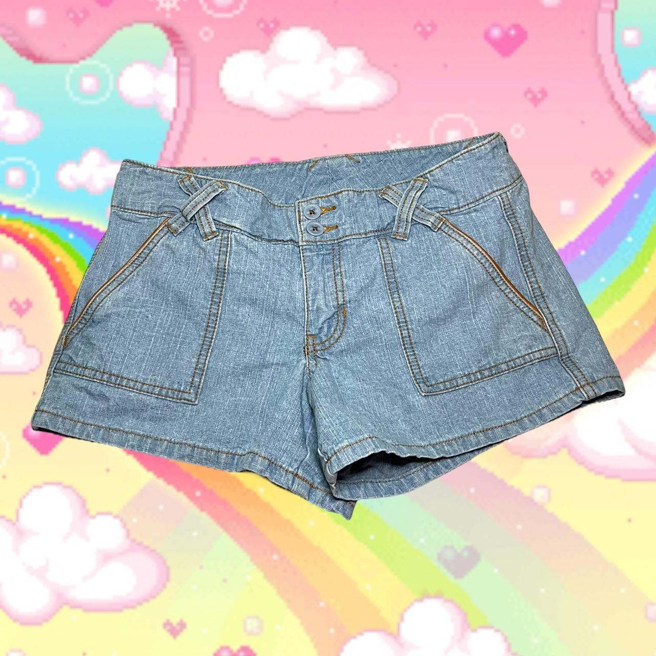 vtg y2k micro mini shorts *₊⋆✩ vintage 2000s light - Depop