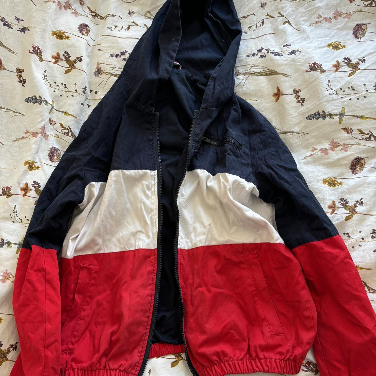 Brandy Melville blue white and red windbreaker. Depop