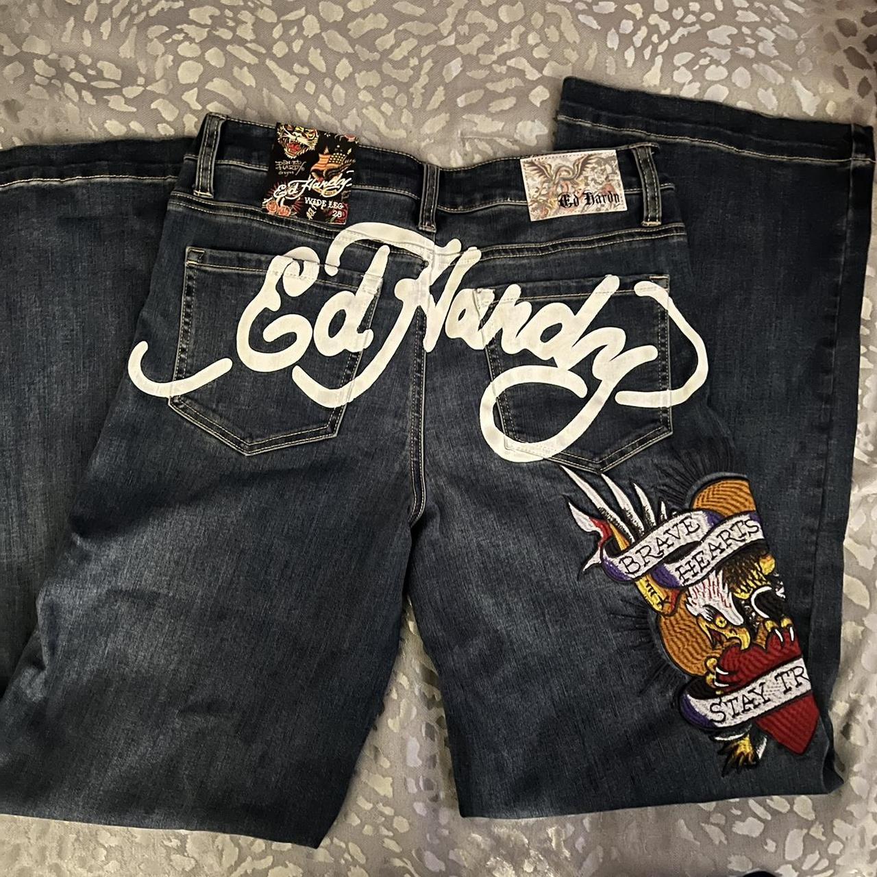 Ed Hardy Jeans Size 28 High Wasted Baggy... - Depop