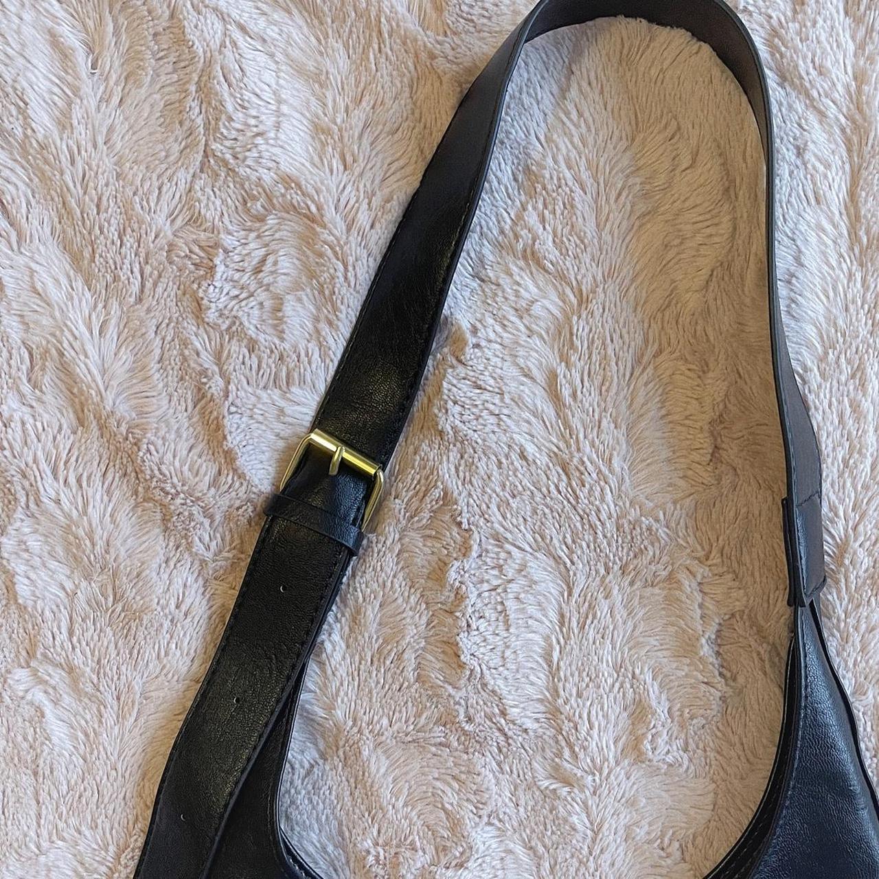 Smooth black faux leather over the shoulder bag with... - Depop