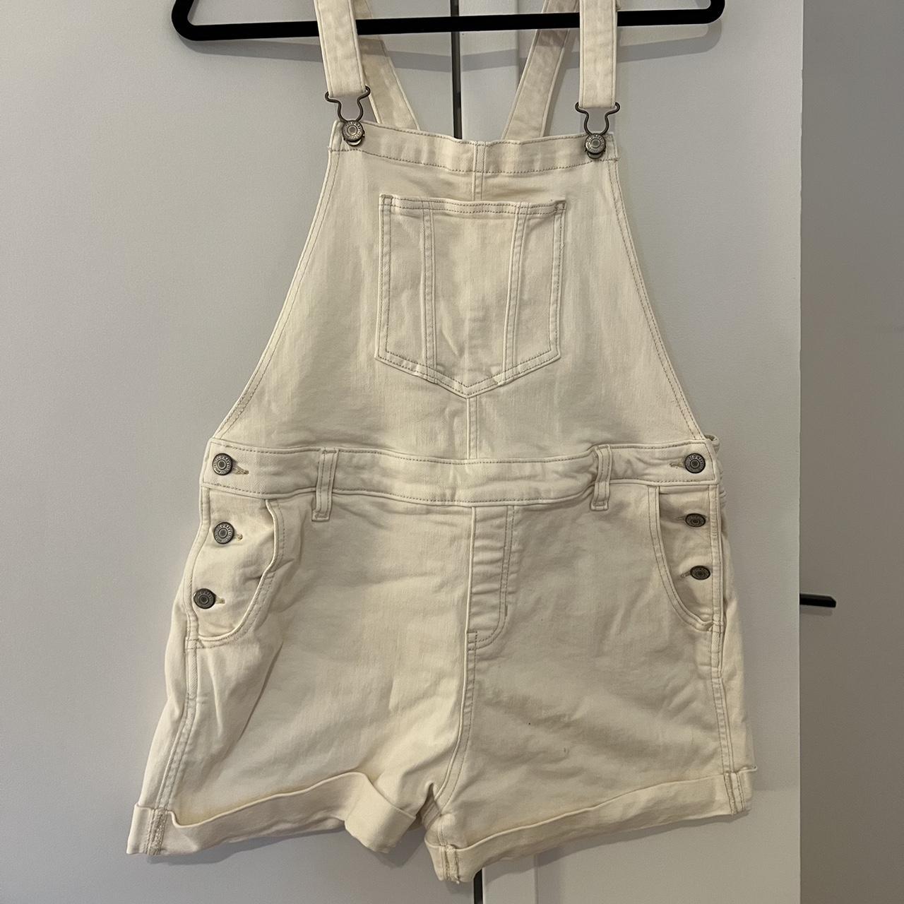 Old Navy cream short overalls. Marked size L.... Depop
