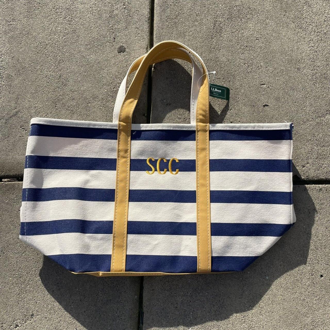 LL Bean Boat and Tote Bag Made in USA / Striped Navy...
