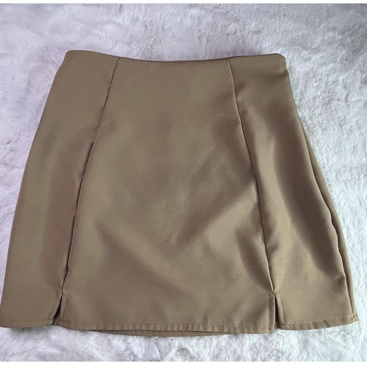 Mocha Split Front Mini Skirt • brand new with tags... - Depop