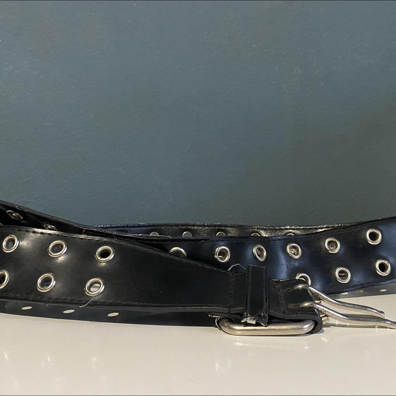 Double row grommet belt, black - Depop
