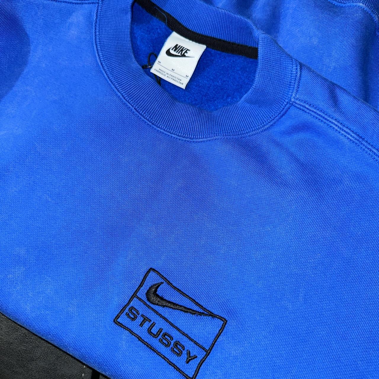 Nike x Stüssy Acid Wash Fleece Crew 'Blue' (Men's - Depop