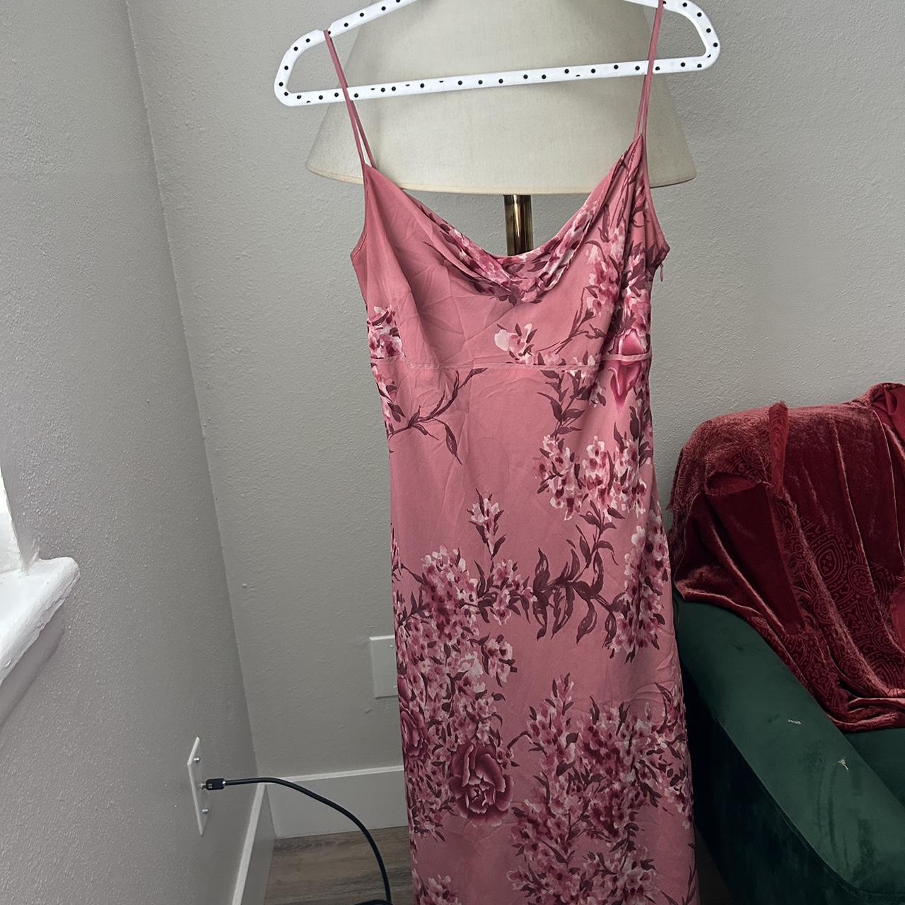 Ann Taylor Women's Dress Pink/Red M – pink floral silk y2k