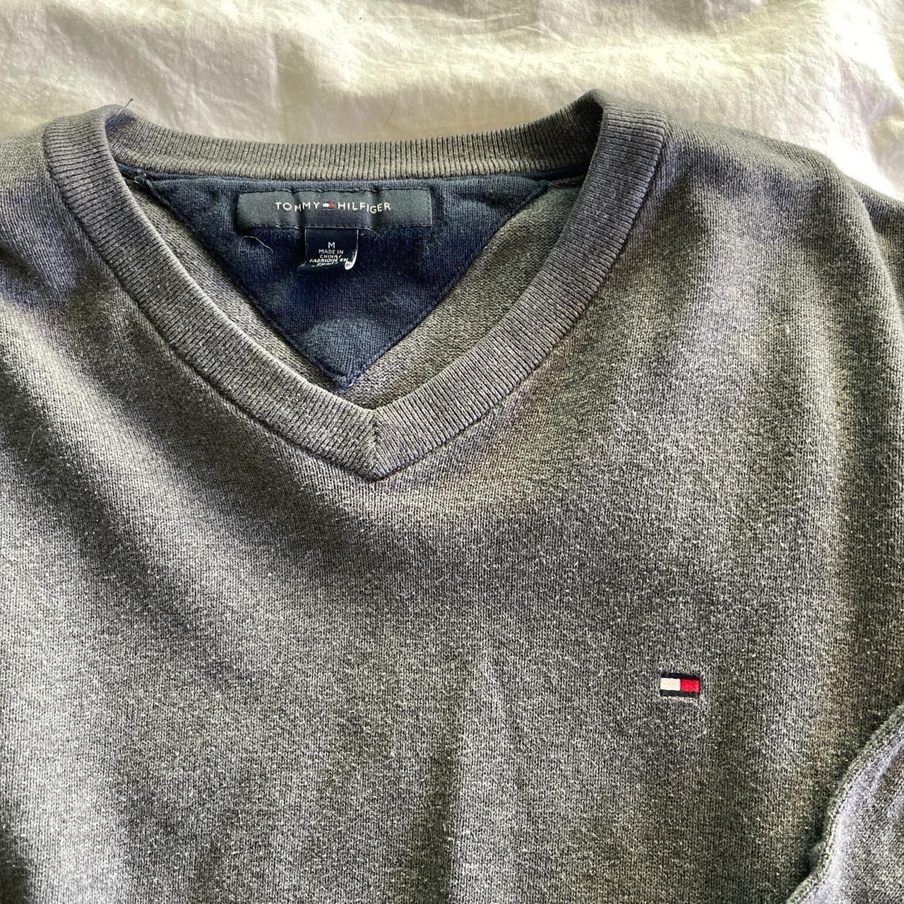 grey tommy sweater size medium - Depop