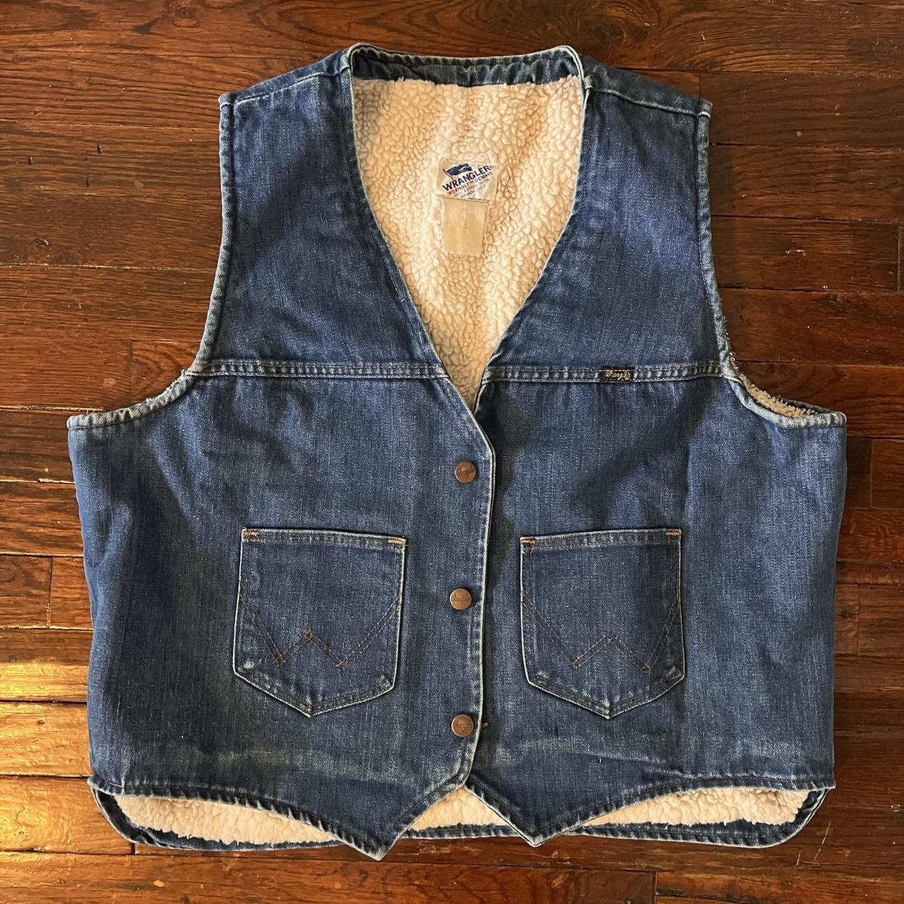 Wrangler sherpa hot sale lined denim vest