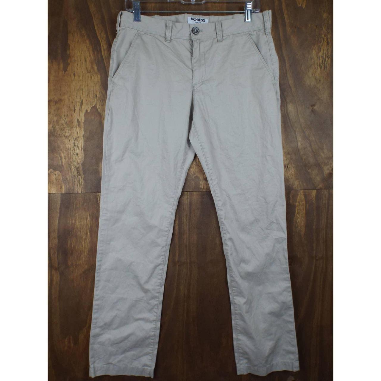 Express Mens Pants Tan Slim Fit Finn Chino Straight... Depop