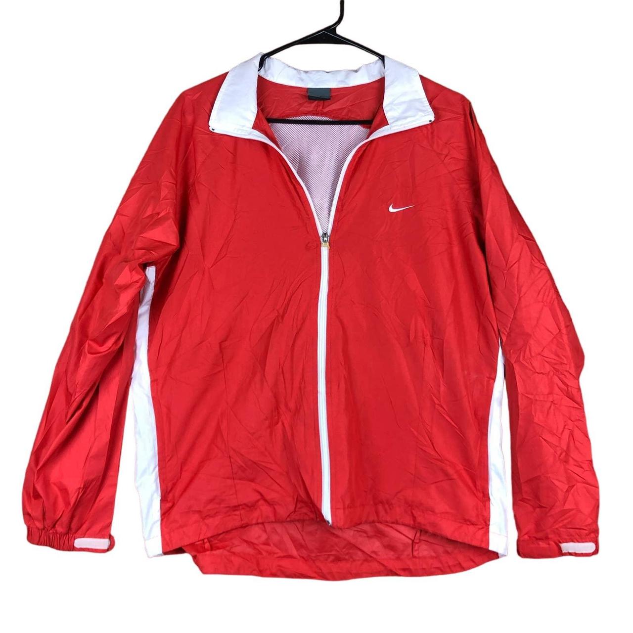 Nike Womens Jacket Red Windbreaker Caped Vented Depop