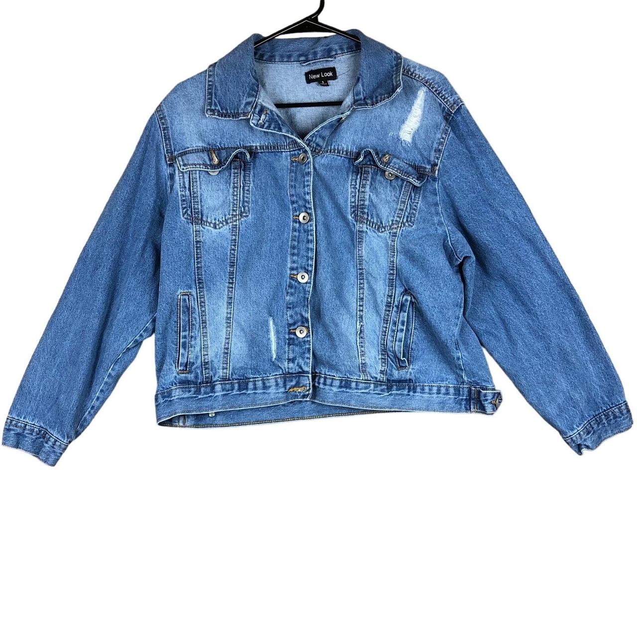 New Look Womens Jacket Blue Denim Distressed 100