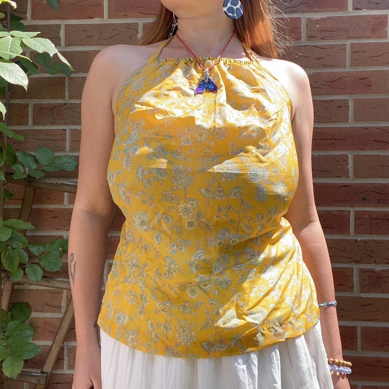 Siesta Yellow floral halter neck top 🌞 Siesta With... - Depop