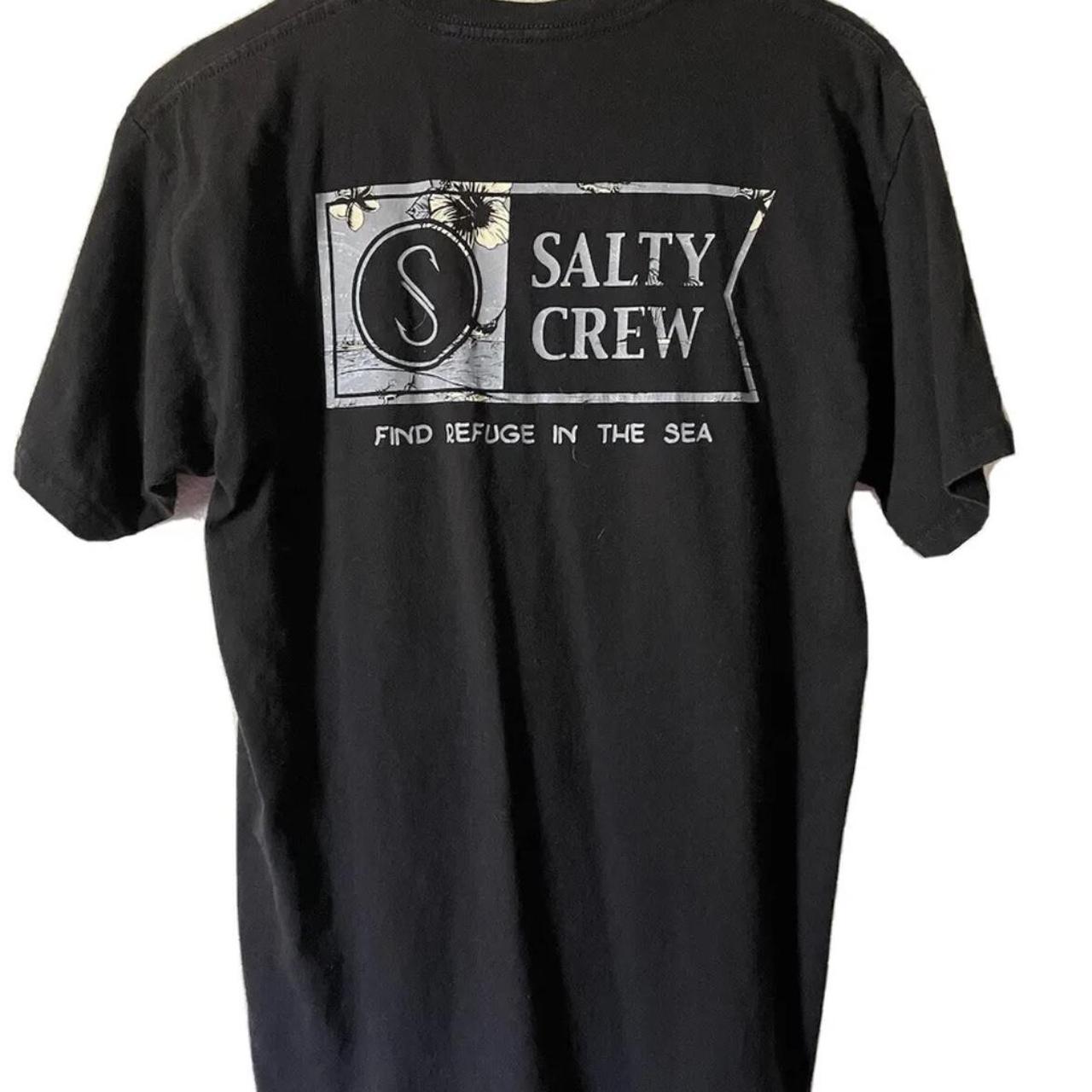 Black Flower Salty Crew Tee shirt Find Refuge in the - Depop