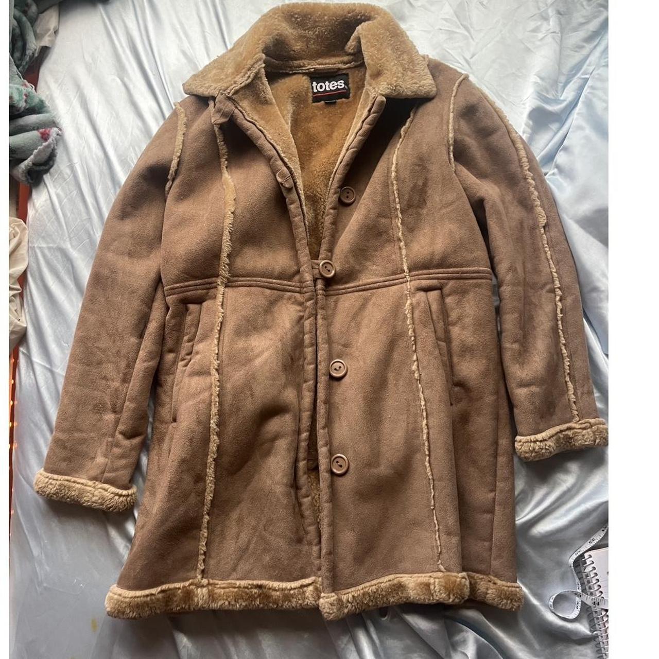 light brown faux fur lined teddy coat, description