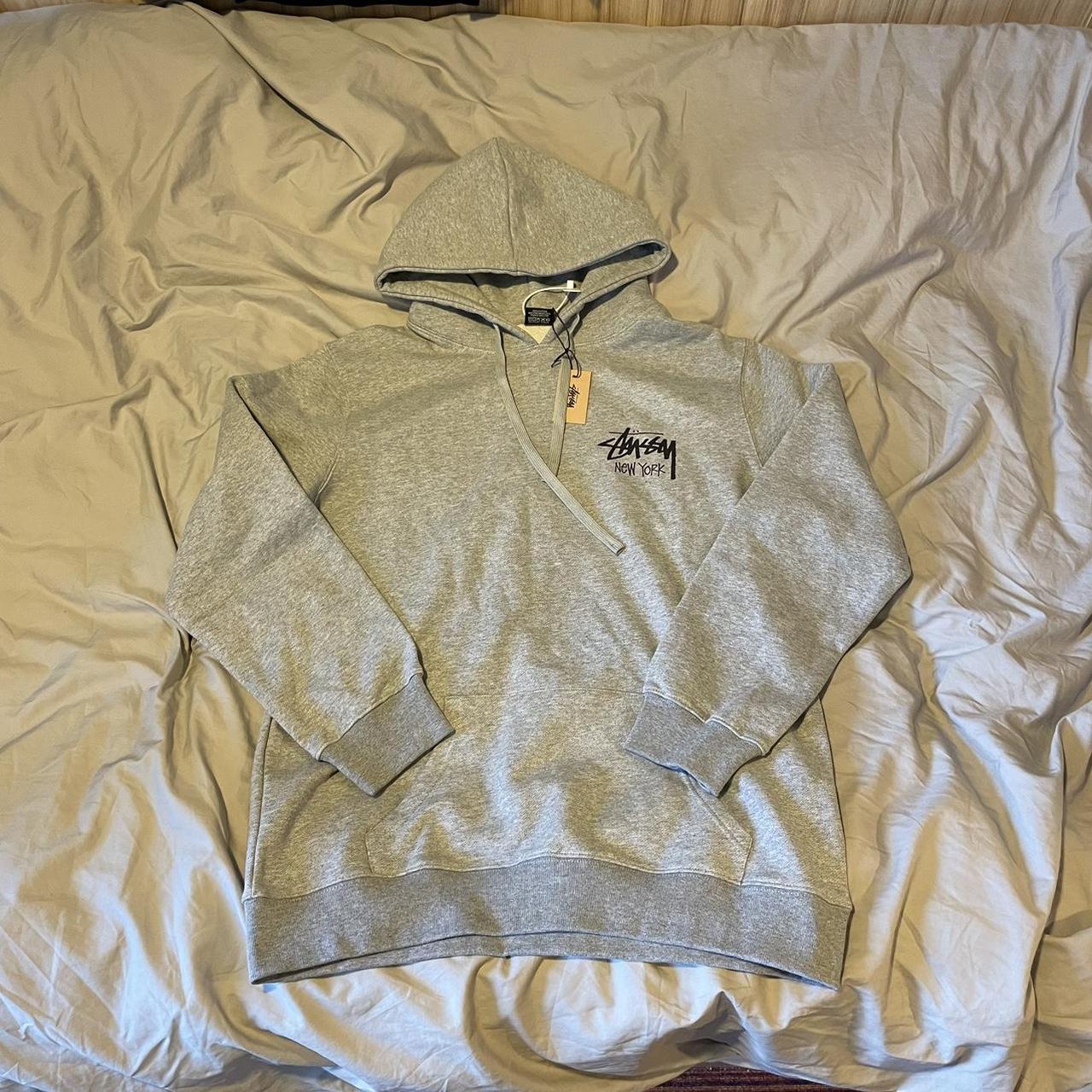 Grey Stussy New York Hoodie Size XL - Depop