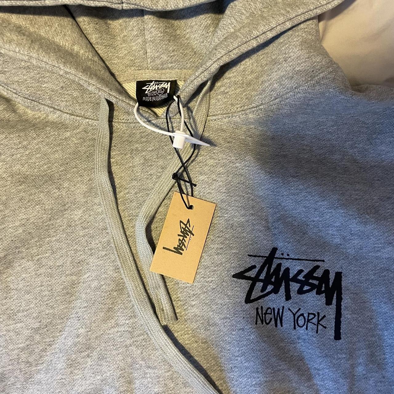 Grey Stussy New York Hoodie Size XL - Depop