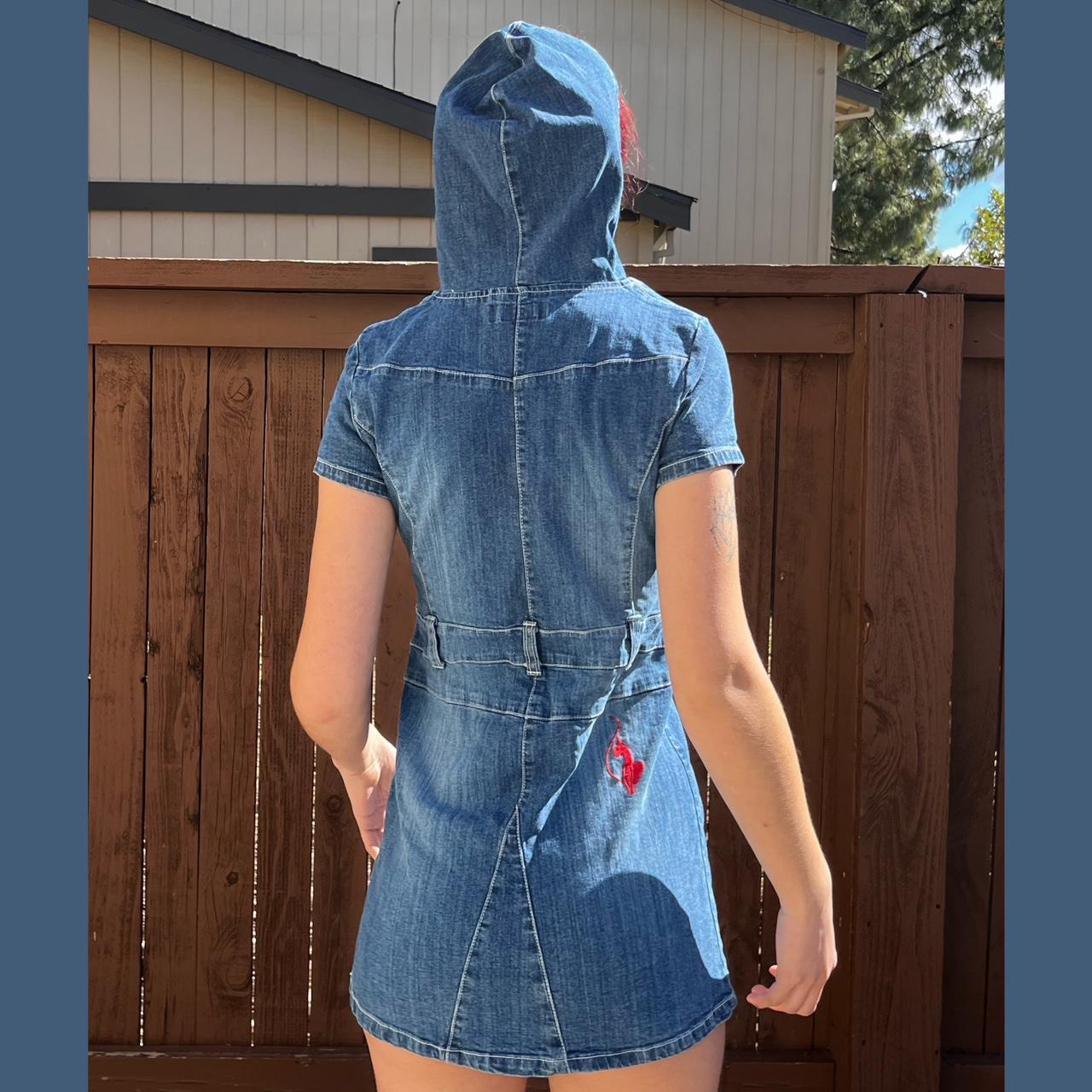 BABYPHAT DENIM HOODED ZIP UP MICRO DRESS this Depop