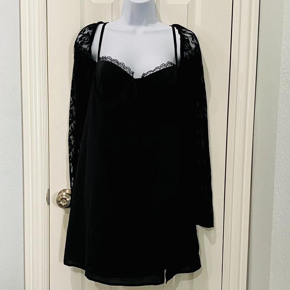 Ashwood Lace Sleeve Mini Dress Black