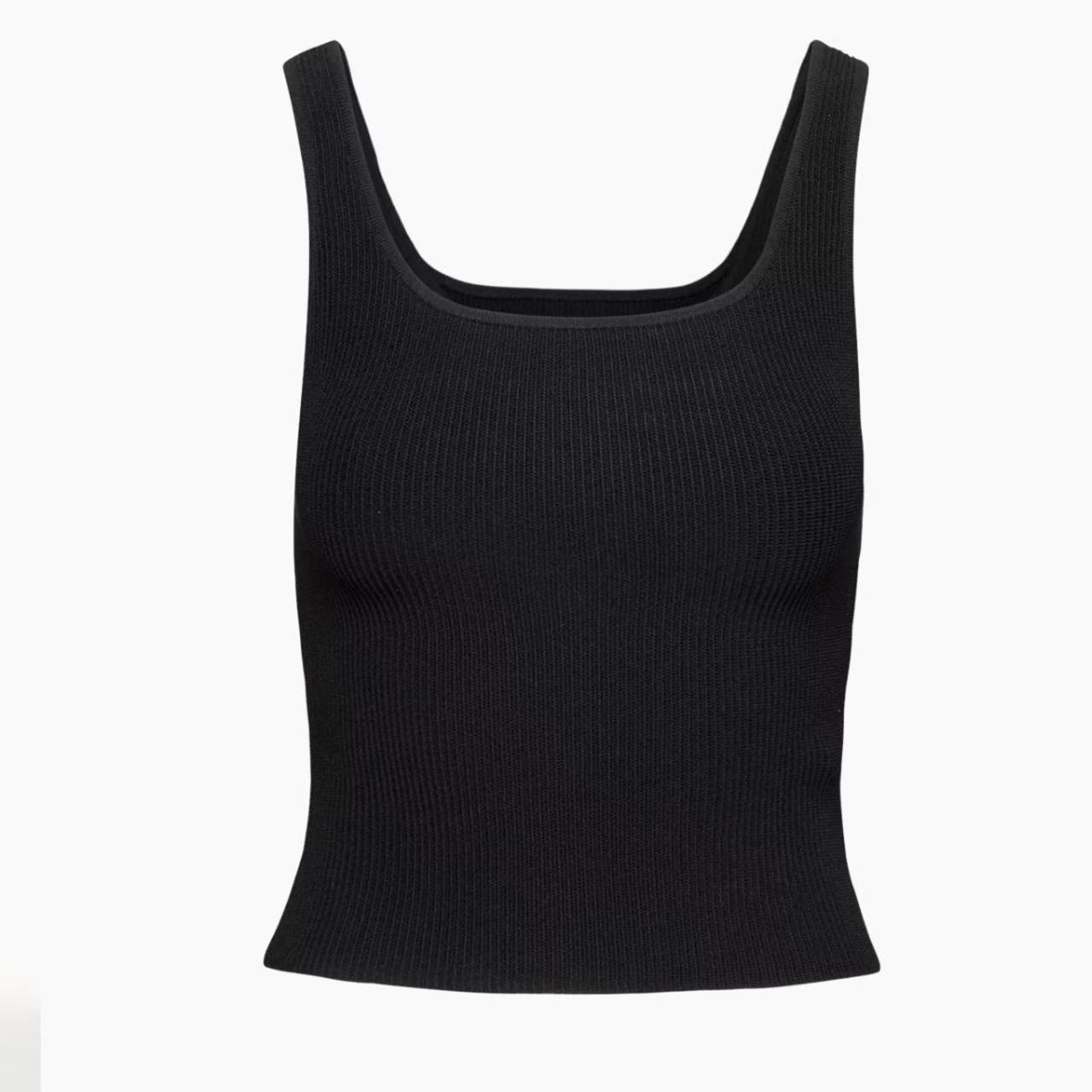 Babaton Sculpt Knit Squareneck Tank Black rib-knit... - Depop