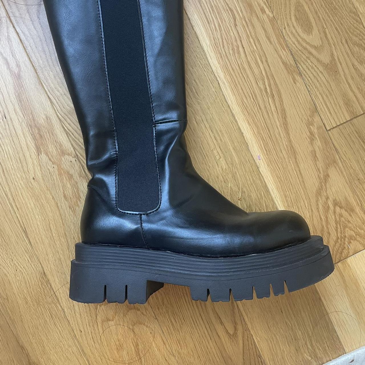 Jinnipick Black Long Boots Tall black leather boots... - Depop