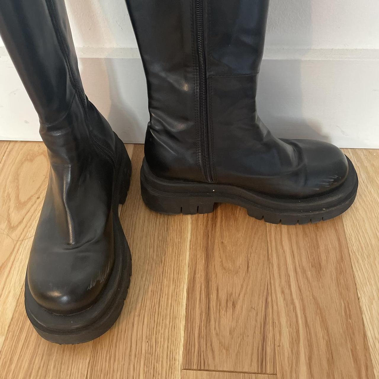 Jinnipick Black Long Boots Tall black leather boots... - Depop