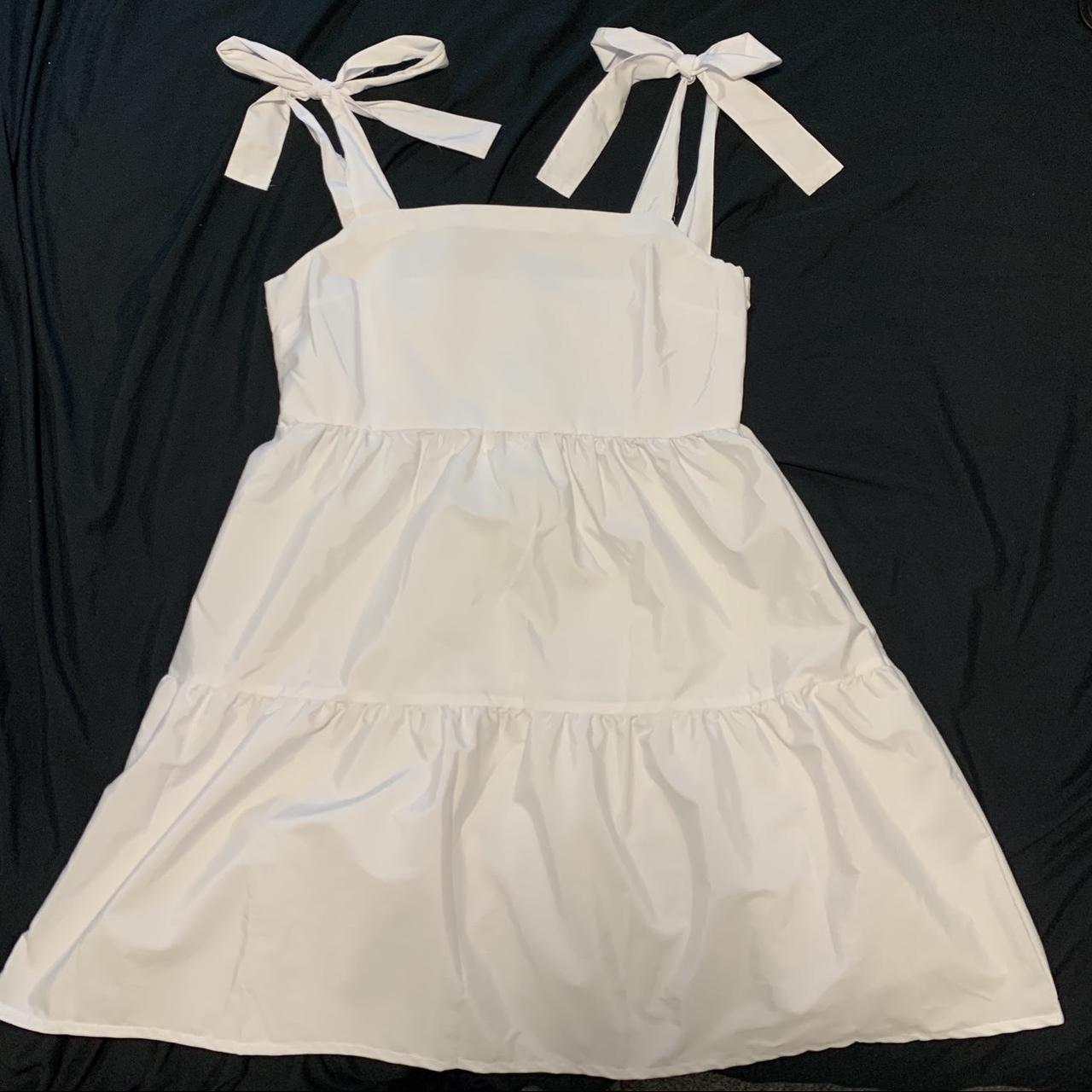 super cute white poplin mini dress! brand new with... - Depop