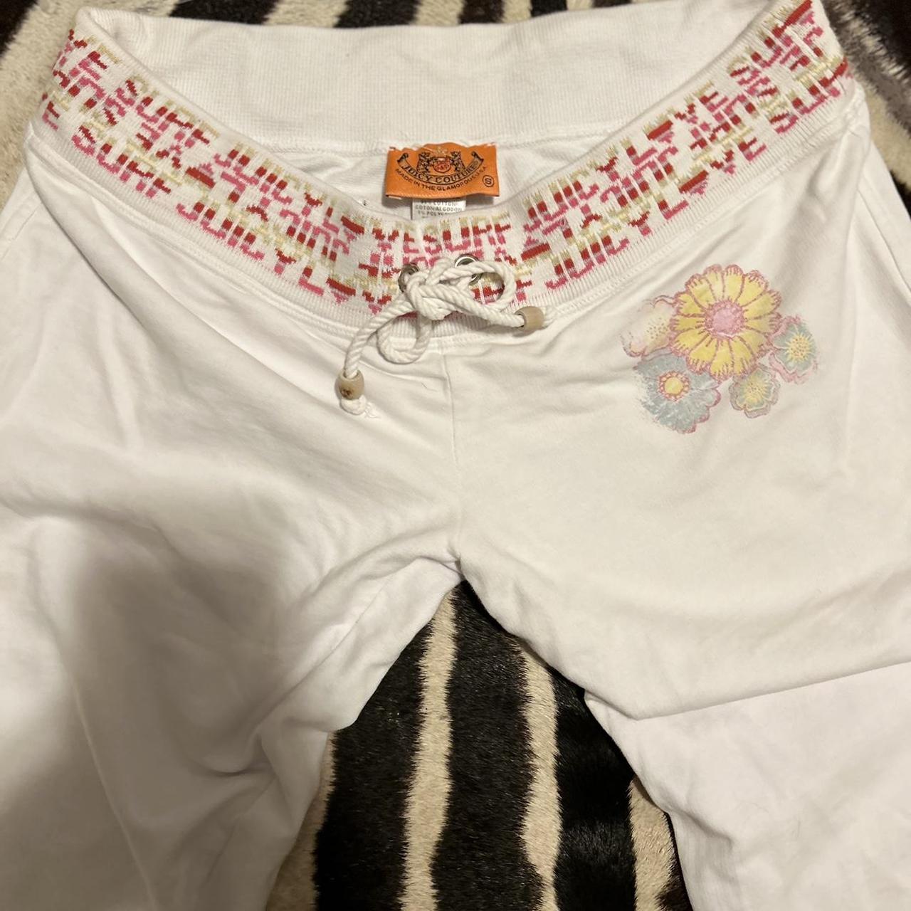 ADORBS juicy surf white pants with flower detail and... - Depop