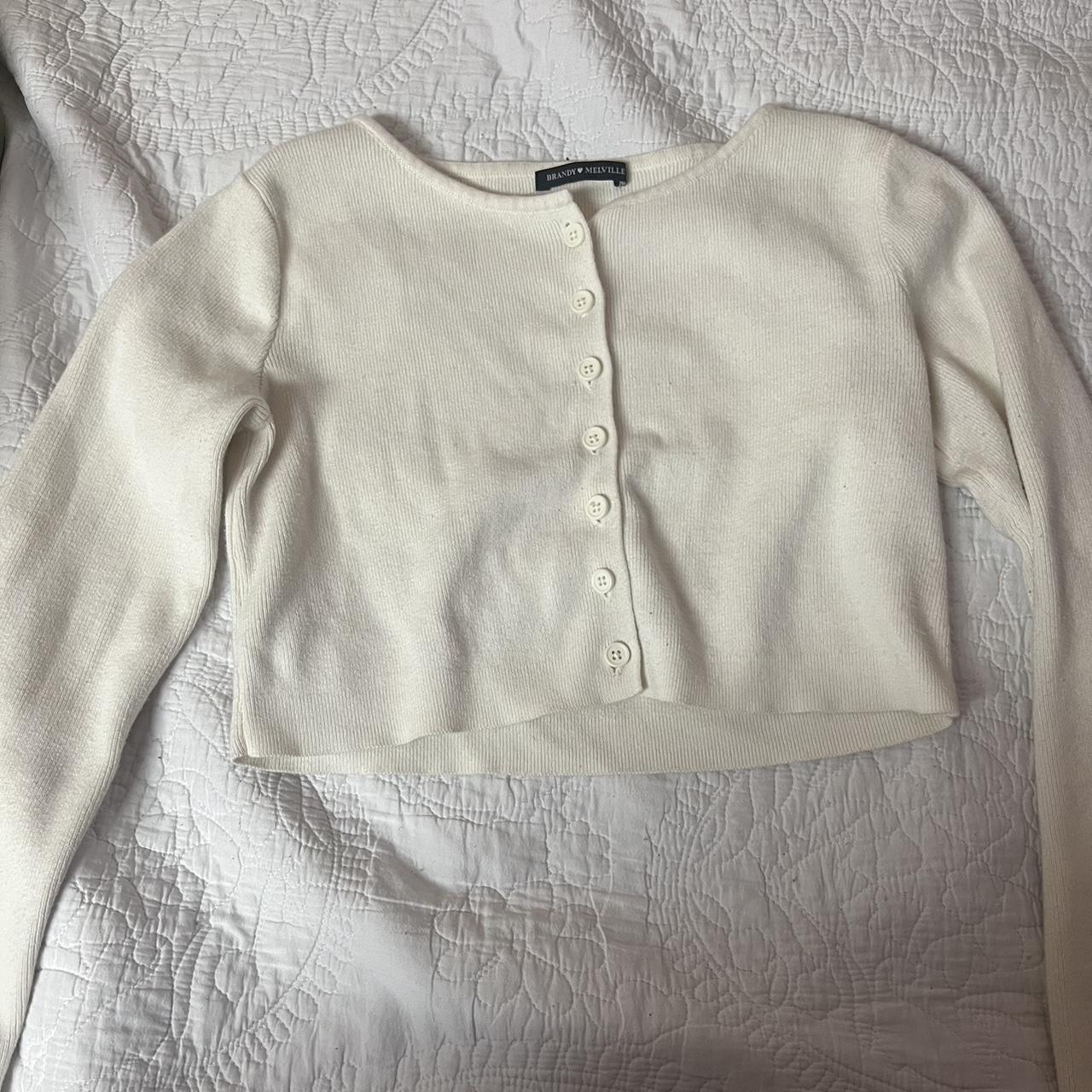 Brandy Melville Women's White Cardigan | Depop