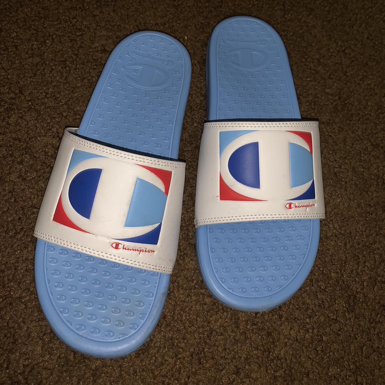 Champion slides hotsell light blue