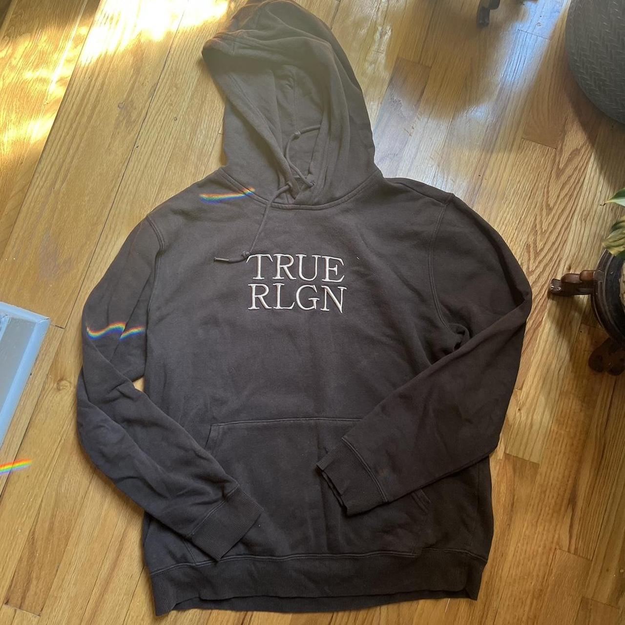 free shipping!! brown true religion hoodie! great... Depop