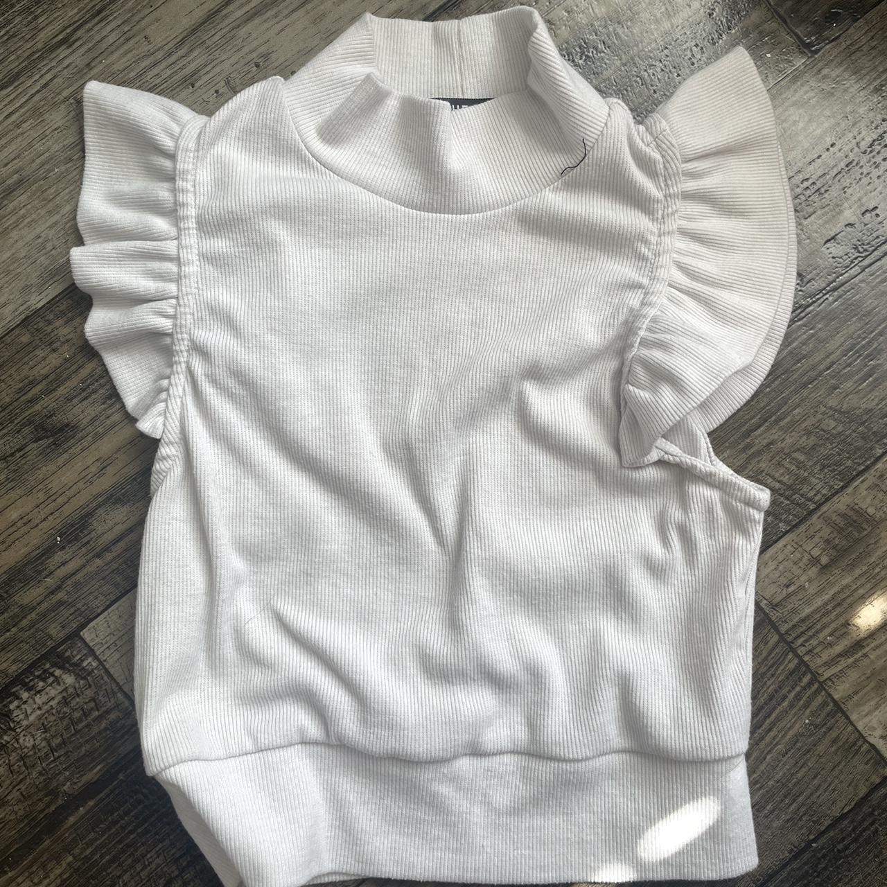 Shein White crop top Size: small Cropped... - Depop