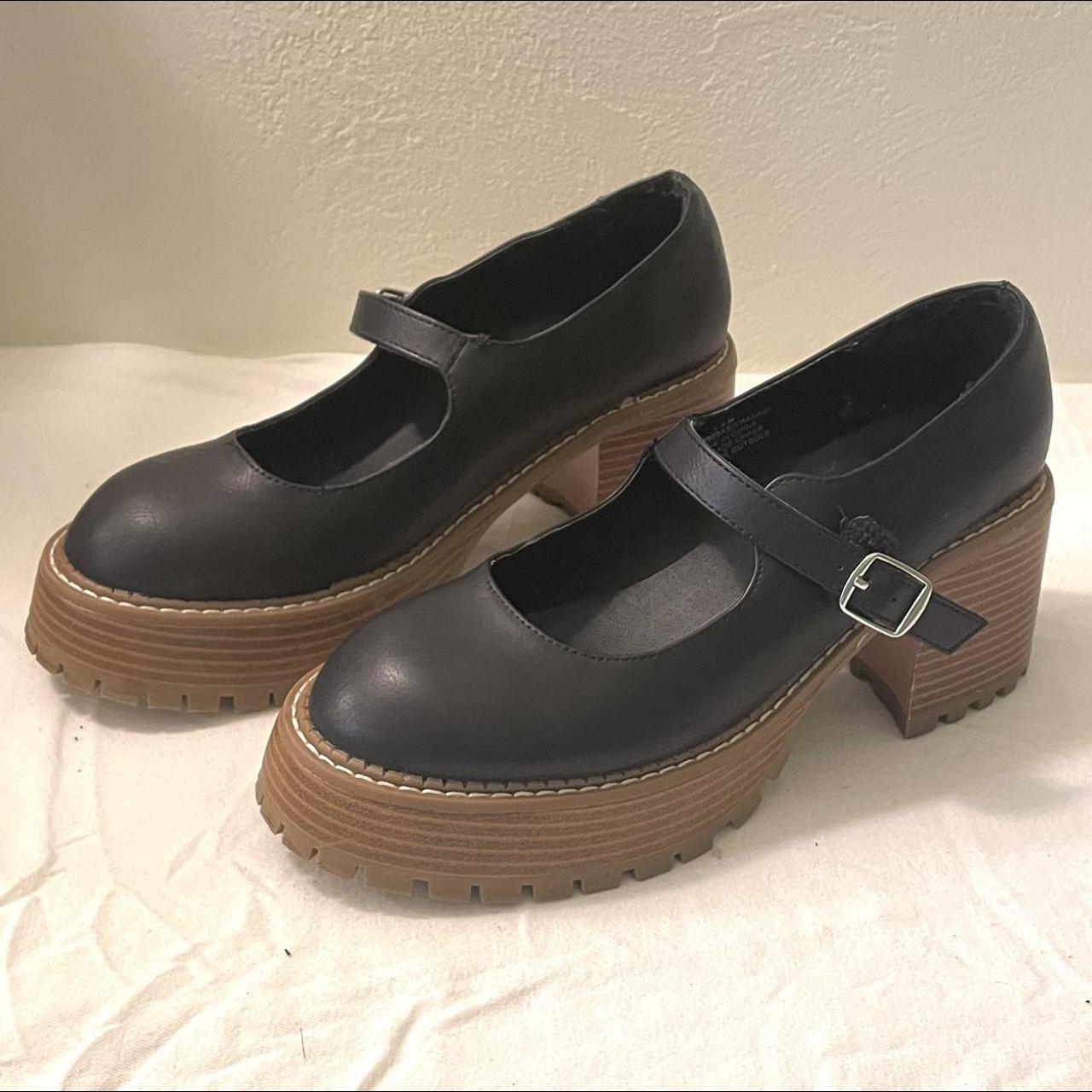 black mary janes perfectly functioning buckle with... - Depop