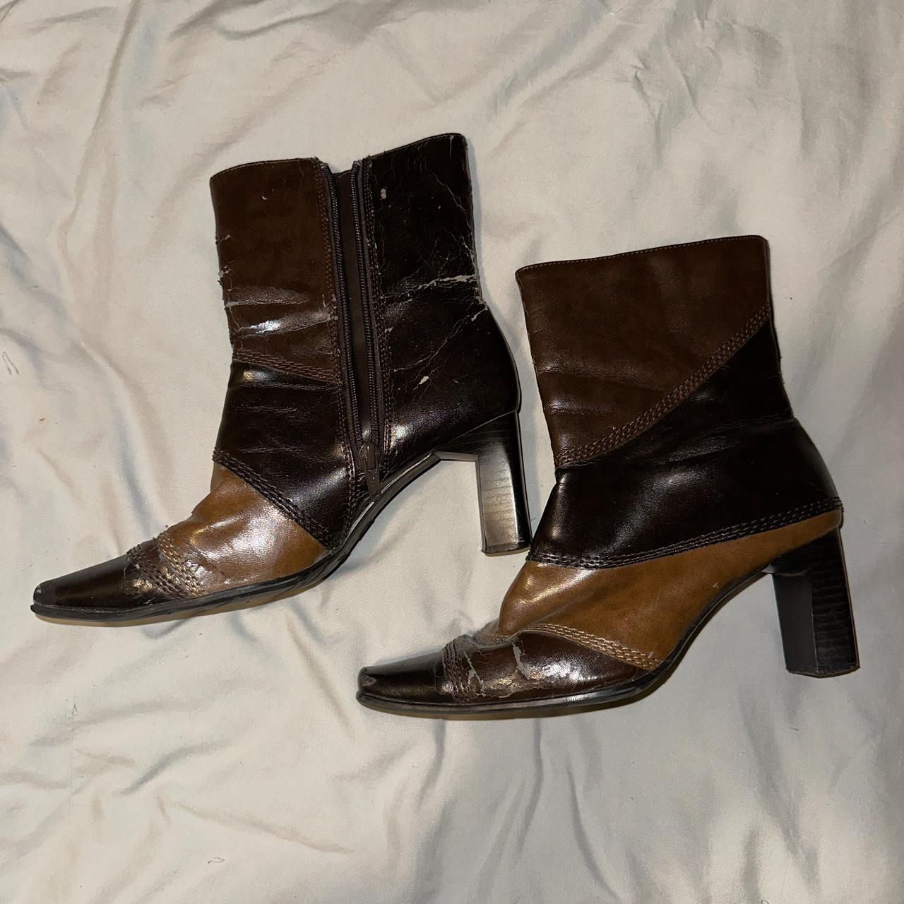 Brown Multi Colored Ankle Boots Brown multi colored... - Depop